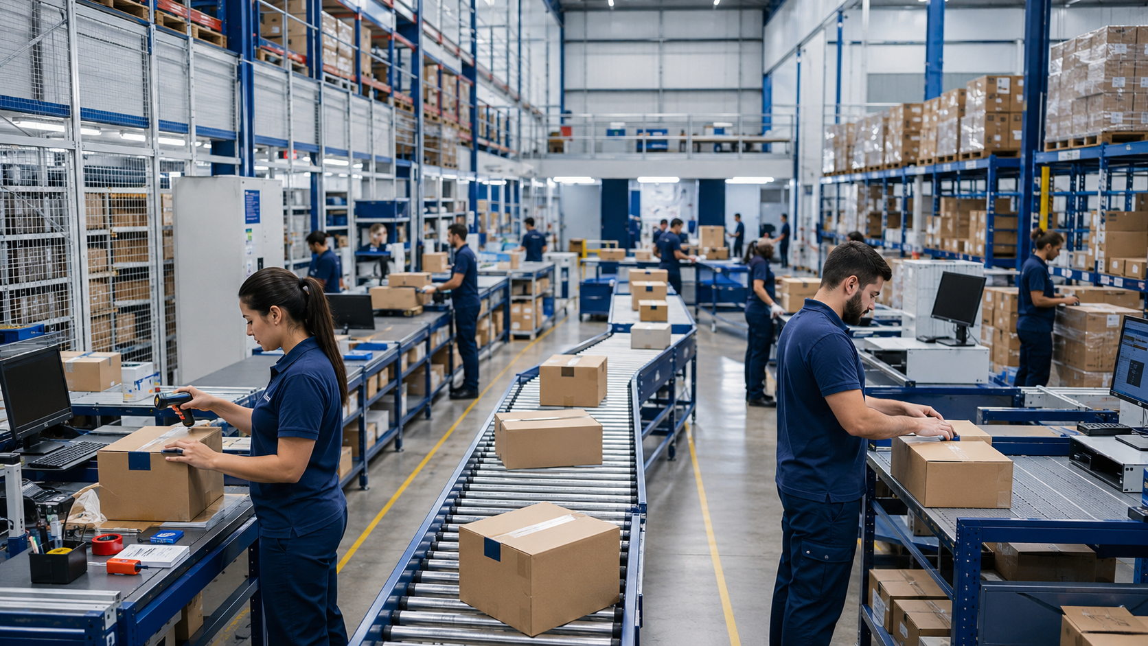 Infográfico After Click comparando custos da operação logística própria versus operação terceirizada no e-commerce: aluguel de galpão, equipe, WMS e custos fixos versus taxa por pedido, infraestrutura compartilhada e sem custo fixo